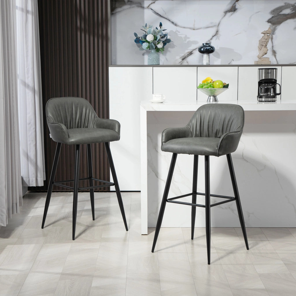 Sgabelli da Bar Moderni ¨C zephmum ¨C Grigio Finta Pelle PU Acciaio