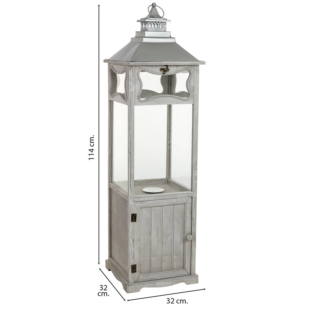 Lanterna in legno grigio 32x32x114h cm