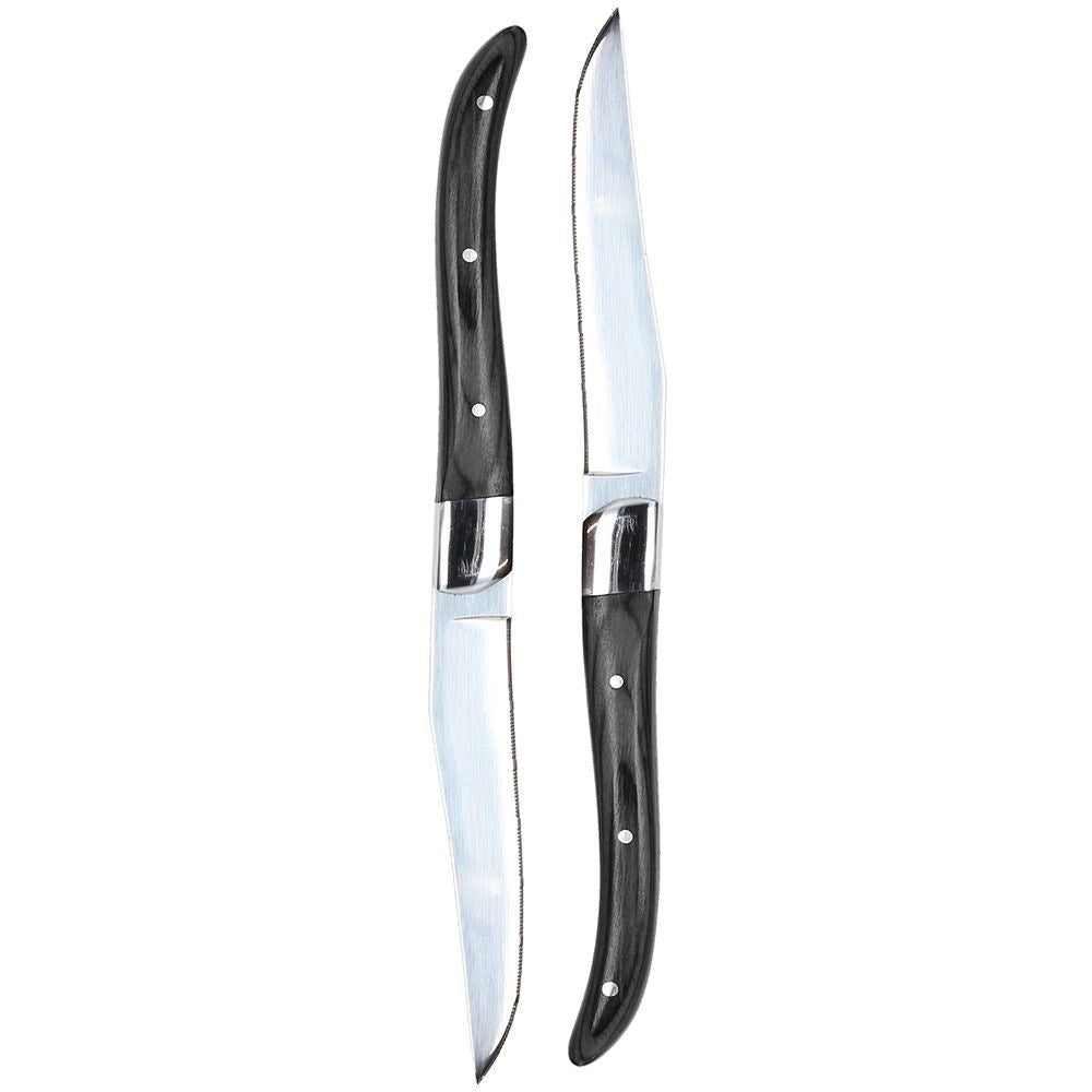 Set 2 Coltelli da Tavola Bistecca Forgiato Living Wood Nero