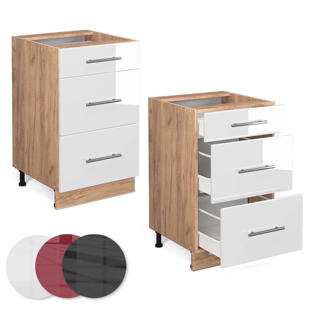 Vicco Mobiletto base per cucina Bianco lucido 50 cm senza piano di lavoro