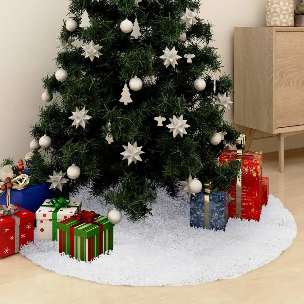 Gonna per albero di Natale bianca 90 cm in pelliccia sintetica CFW2118256