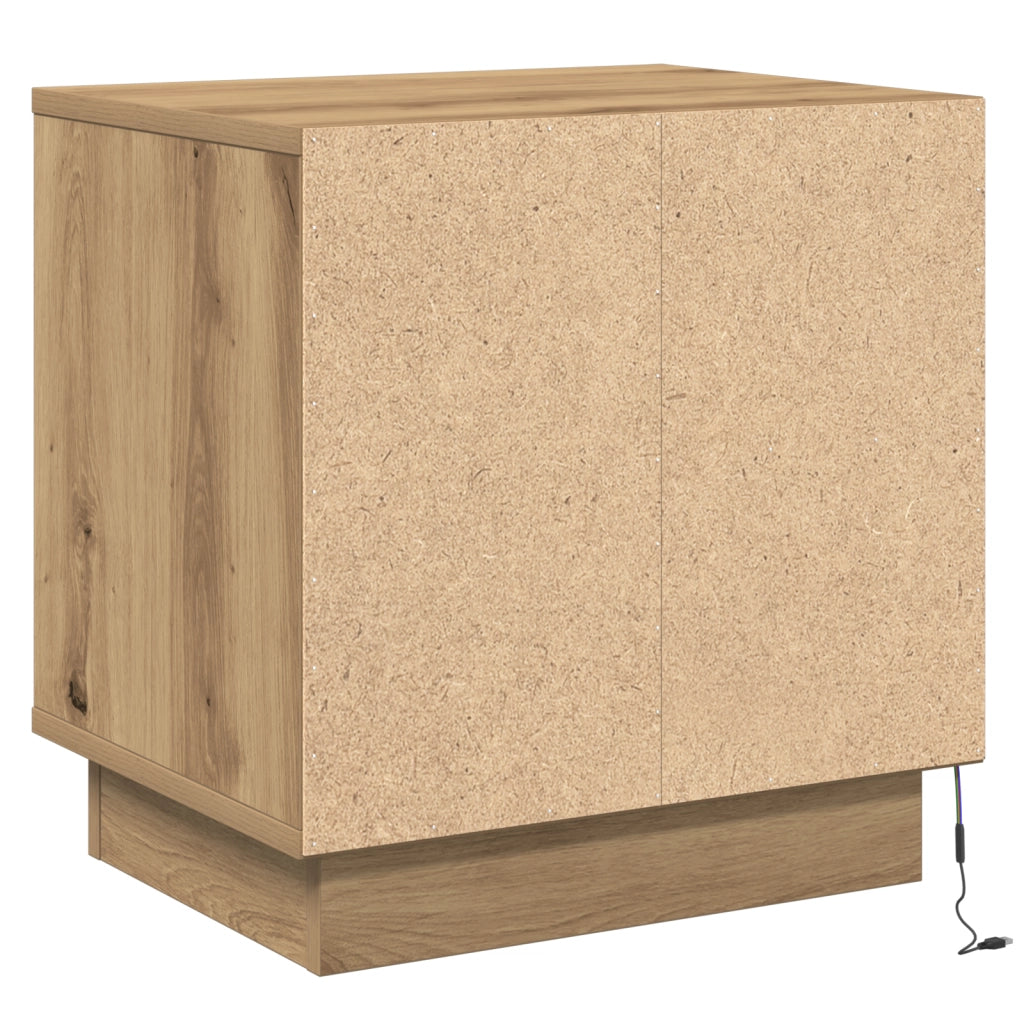 Comodini con luci LED 2 pcs Rovere artigianale 44x34,5x45 cm