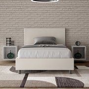 Letto una piazza e mezza senza rete imbottito 120x210 similpelle bianco Adele
