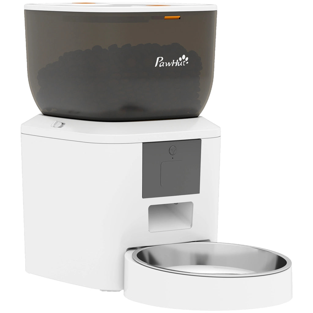 Distributore Automatico Cibo Gatti 4L WiFi 2.4G App Controllo con Registratore 10s Ciotola Bianco