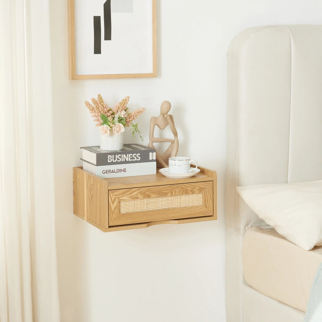 Mensola da Parete Ljuredsø con Cassetto Integrato 40 x 30 x 16,5 cm - Effetto Rovere [en.casa]