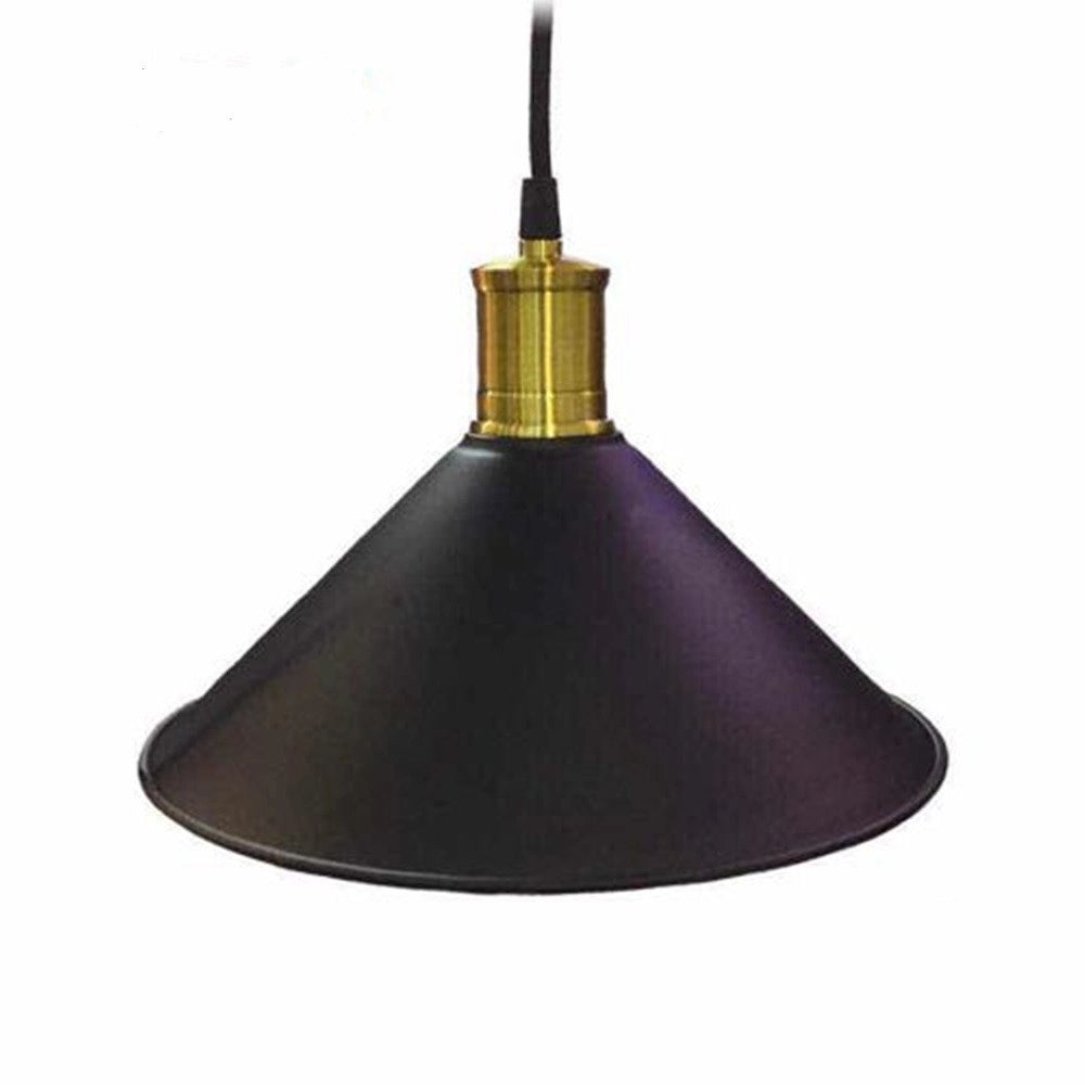 Trade Shop - Lampadario A Sospensione Stile Industriale Paralume Nero Rame Lampada Attacco E27 -