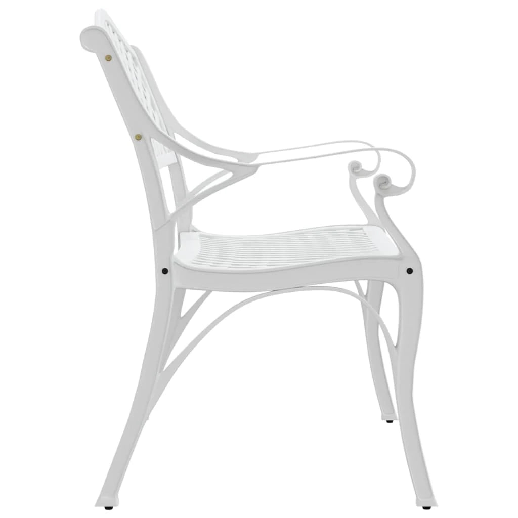 Panca da giardino mobili da esterno per patio terrazza 102 x 50 x 83 cm alluminio pressofuso bianco 02_0011145
