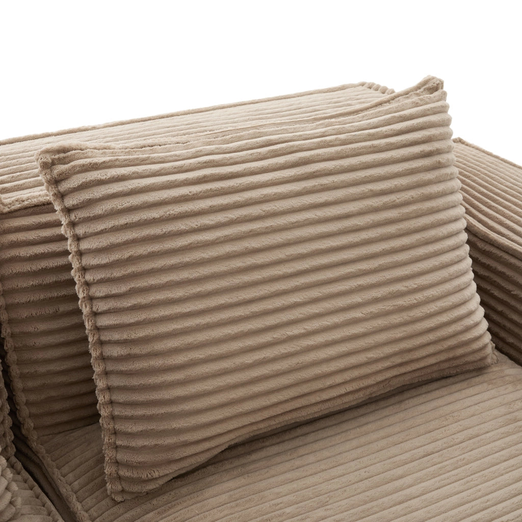 Divano modulare a 2 posti con portabicchieri e tasche laterali in velluto a coste khaki 188 × 90 × 75 cm