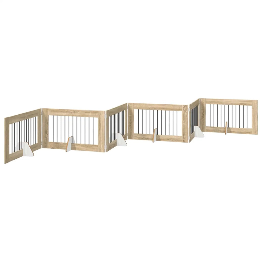 Cancello per cani con supporti 6 pcs Rovere Sonoma 100 x 60 cm 892122