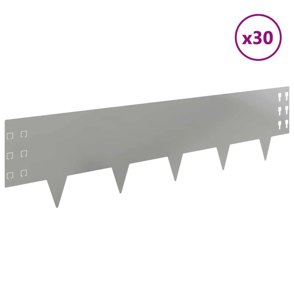 Bordura per Prato 30 pcs 100 x 25 cm Acciaio Argento 8008619