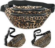 Fanny Pack Donna - Disegno Leopardo - 3 Cerniere - Cinturino Regolabile - Cinturino Leggero - Stile Casual Chic - 30 x 15 cm