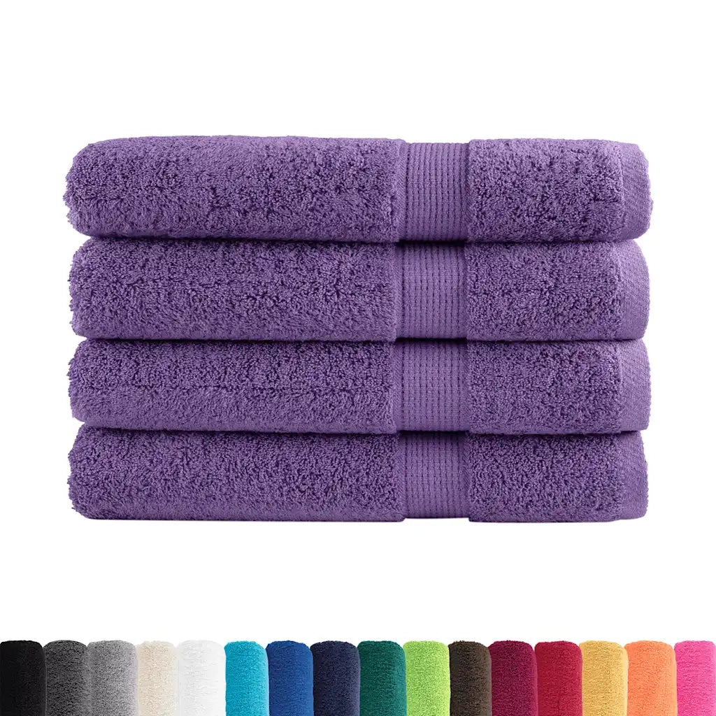 Asciugamani Premium SOLUND 4 pz Viola 100x200 cm 600 g/mÂ²