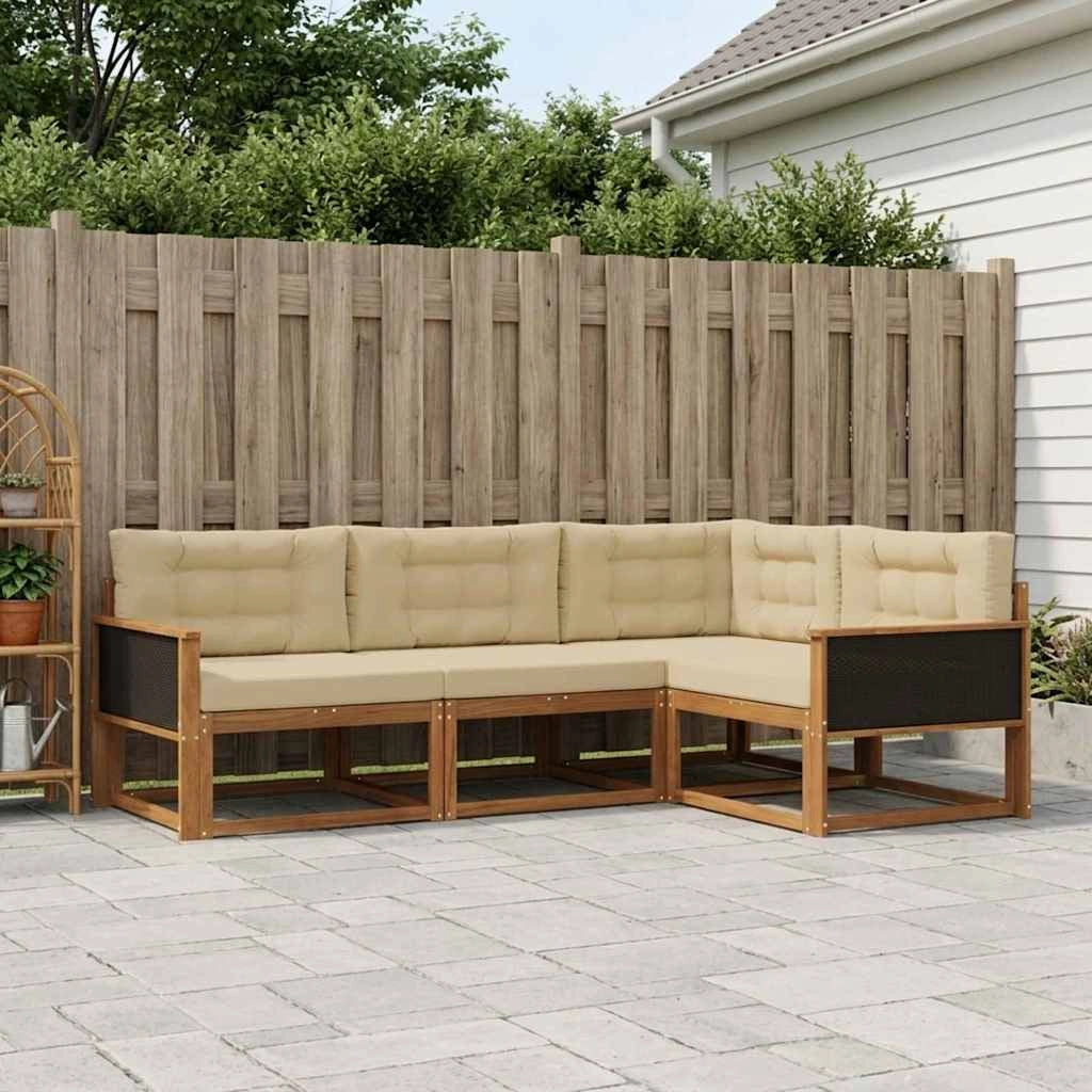 Set di divani da esterno 4 pz Naturale e Beige 3382516