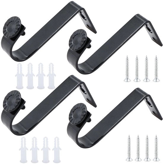 Supporto per Tende 4 Pezzi - Braccio per Tendina - Reggispecchio per Parete - Ferretti di Ferro - Adatto per Diametro di Tubo 22 mm - Inclusi Materiali di Montaggio - Braccio per Tenda