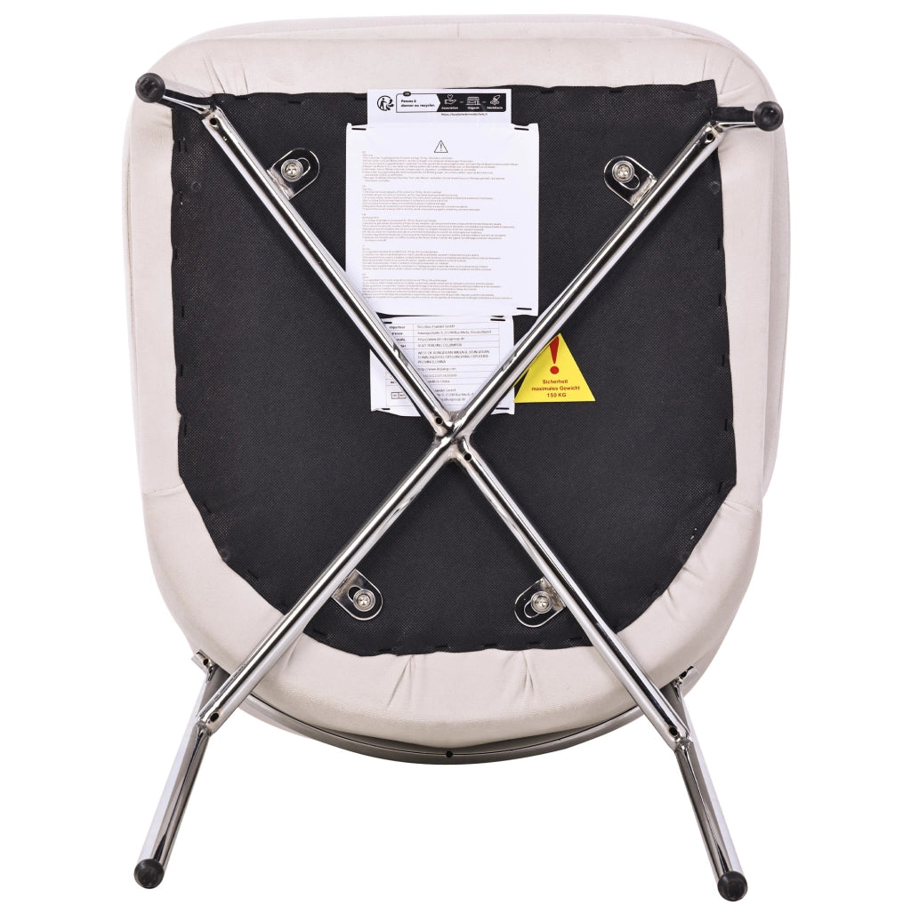 Set di 4 sedie da pranzo in velluto beige con gambe cromate