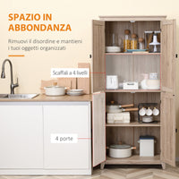 Mobile Credenza Cucina 4 Ante 80x40x182 cm in MDF color Legno