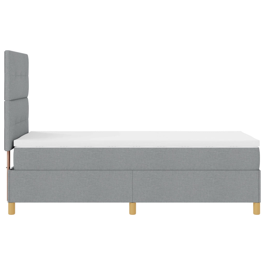 Letto box spring con materasso Grigio Chiaro 90x200 cm Tessuto