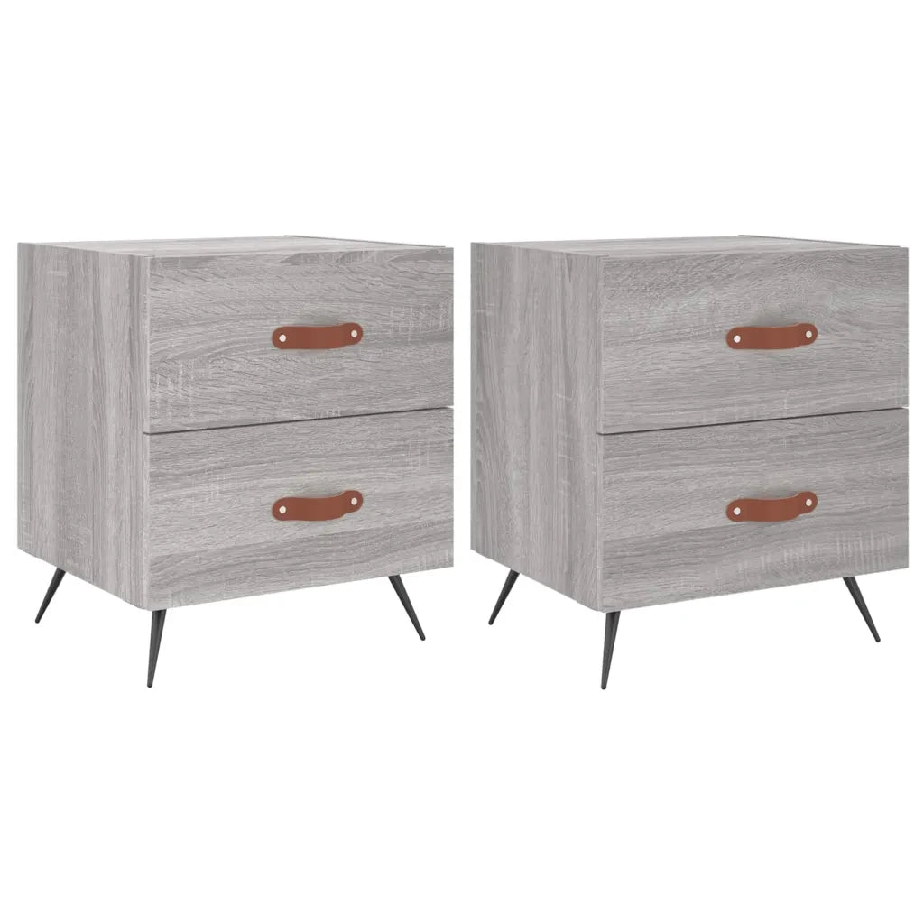 Comodini 2 pz-Set di 2 Tavolino da notte Grigio Sonoma 40x35x47,5 cm in Legno Multistrato 298569
