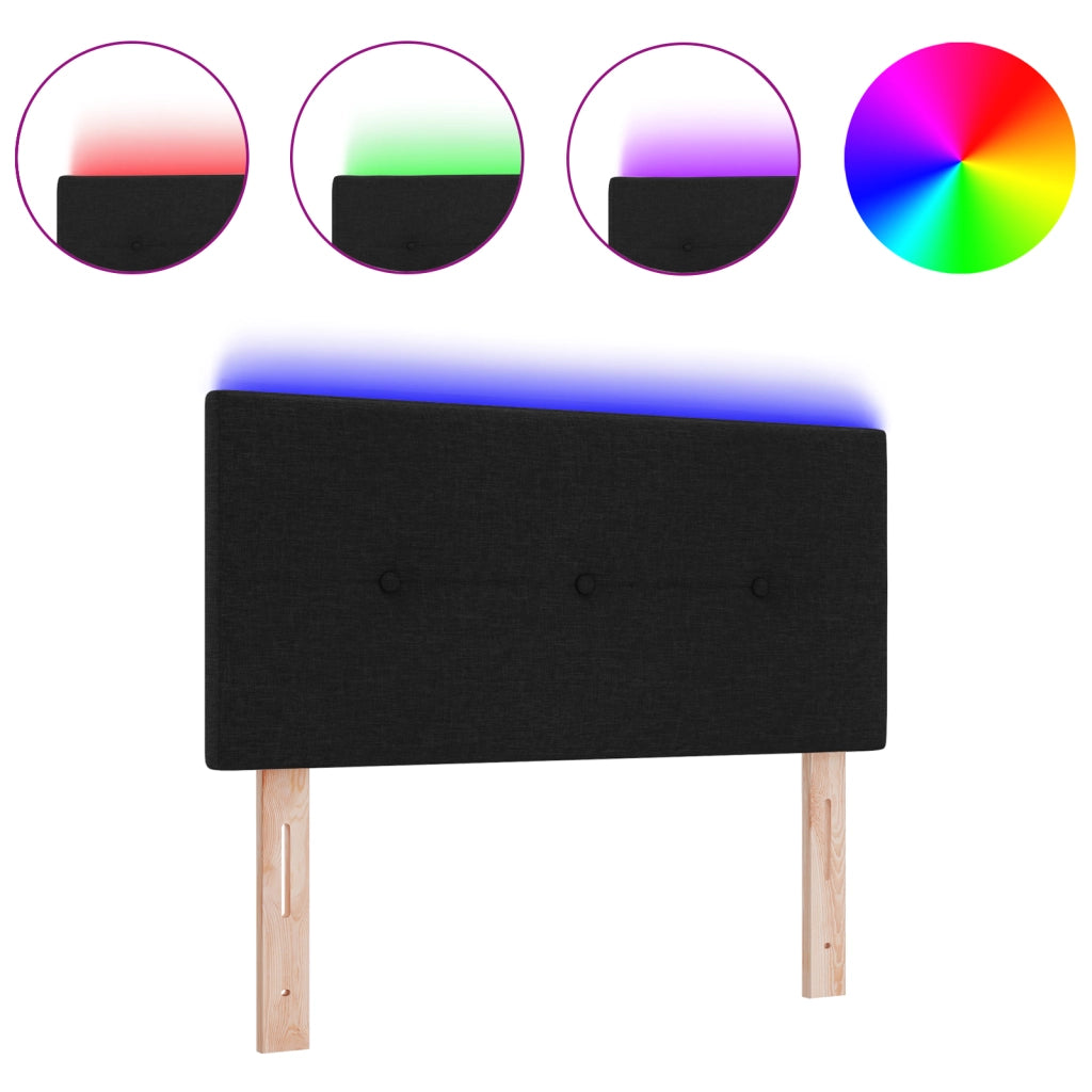 Testata LED  con pulsanti trapuntati nera 80 cm in tessuto