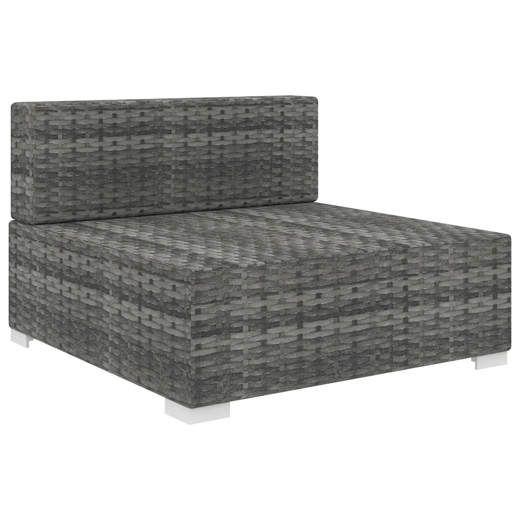 Sedie da Giardino-Seduta Centrale Modulare 1 pz con Cuscini in Polyrattan Grigio