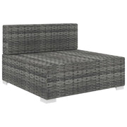 Sedie da Giardino-Seduta Centrale Modulare 1 pz con Cuscini in Polyrattan Grigio