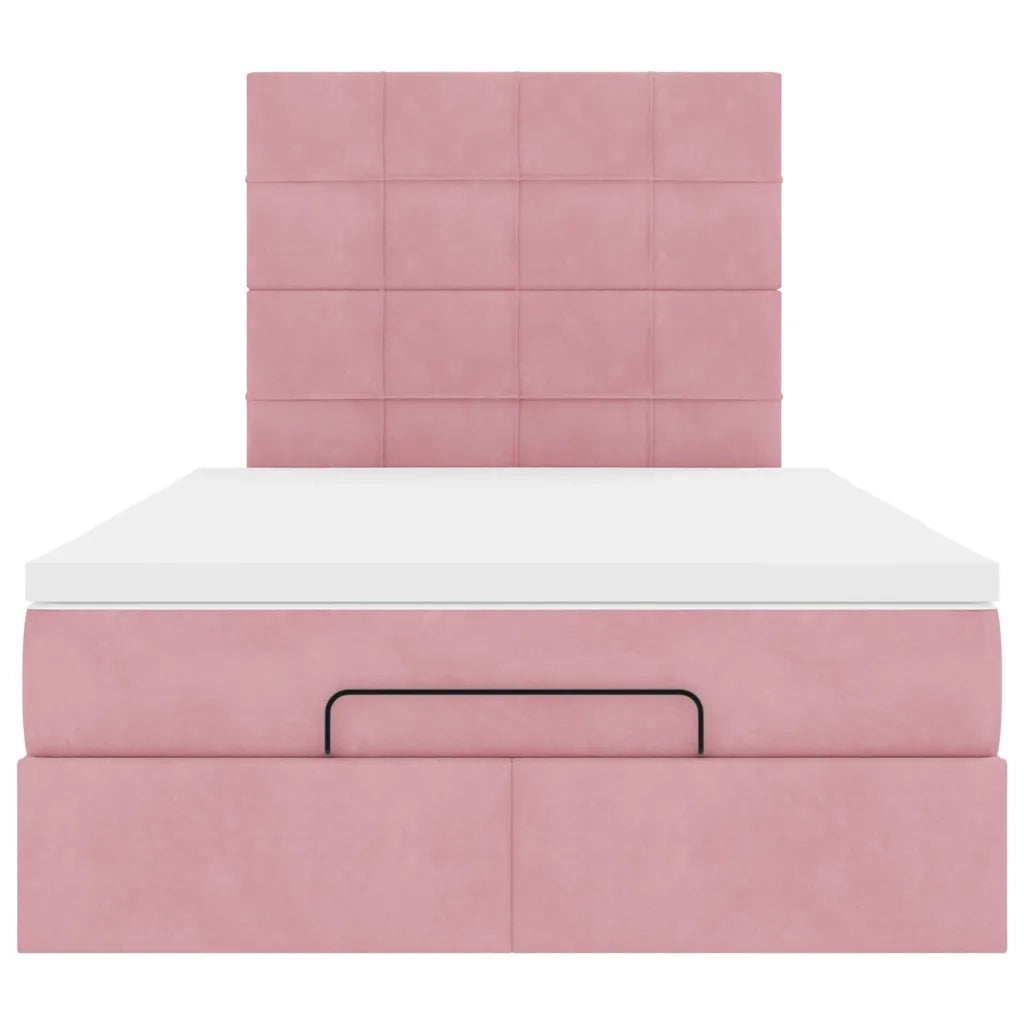 Struttura Letto Pouf con Materassi Rosa 120x190 cm Velluto 3313462