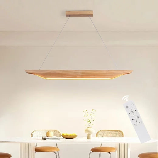Lampada a sospensione ZMH moderna in legno da 90 cm per sala da pranzo dimmerabile con telecomando
