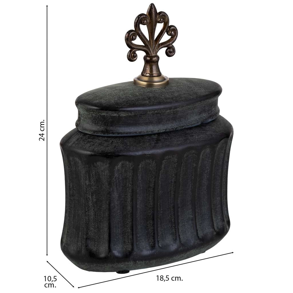Vaso in ceramica nera, 18,5x10,5x24h cm