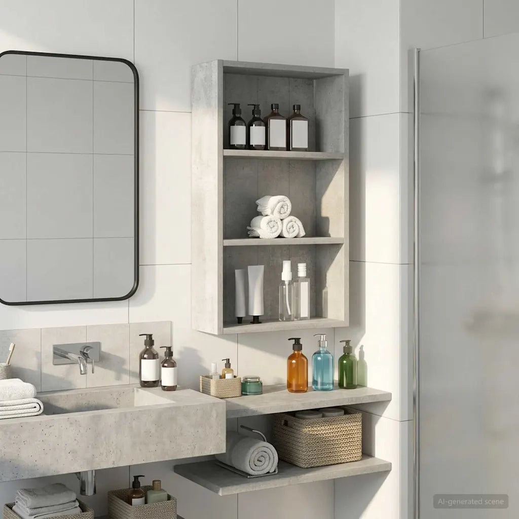 Armadio da bagno a muro Grigio Cemento 40 x 14 x 70 cm