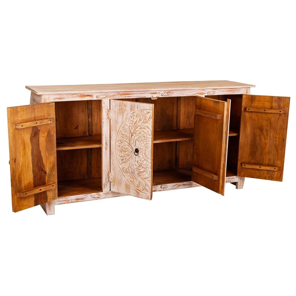 Credenza in legno finitura artigianale 165x40x83h cm