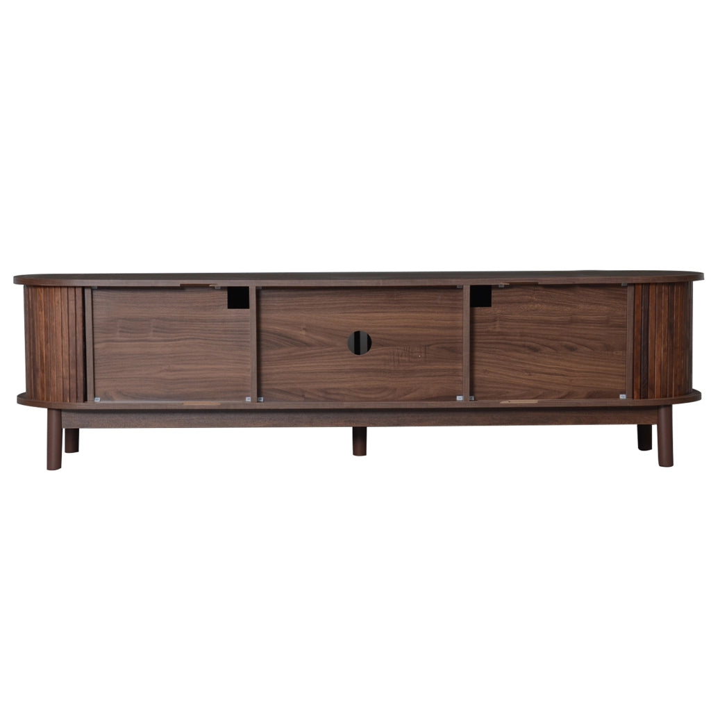 Mobile TV 165 cm in MDF marrone con ante scorrevoli e anta ribaltabile