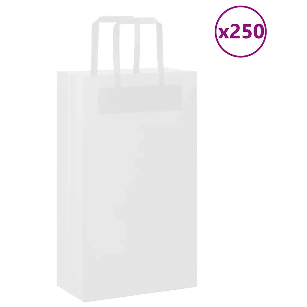 Sacchetti di Carta 250 pz con Manici Bianchi 21x11x36 cm