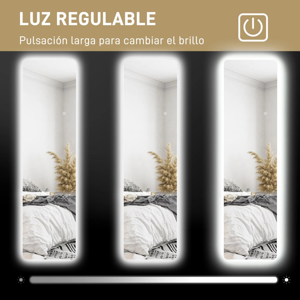 Specchio a Pieno Corpo con Luci LED ¨C Minimal ¨C 150x40 cm Trasparente
