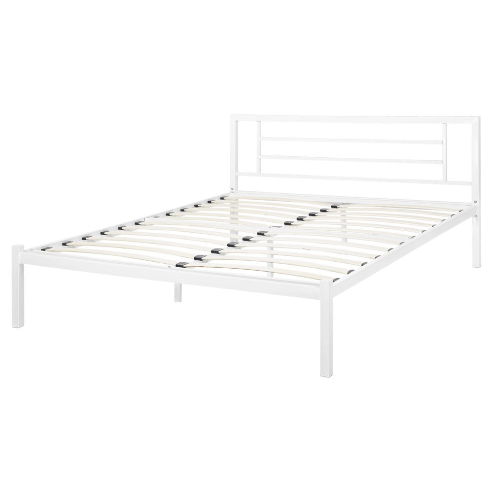 Letto in metallo Nero con rete a doghe 140 x 200 cm doghe in legno massello industriale minimalista
