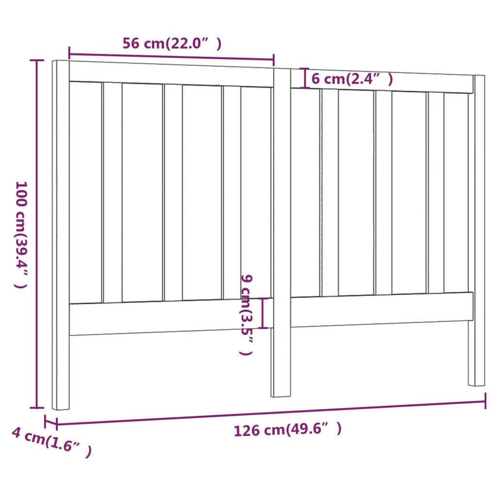 Testiera per Letto Grigia 126x4x100cm in Legno Massello di Pino cod mxl 31739
