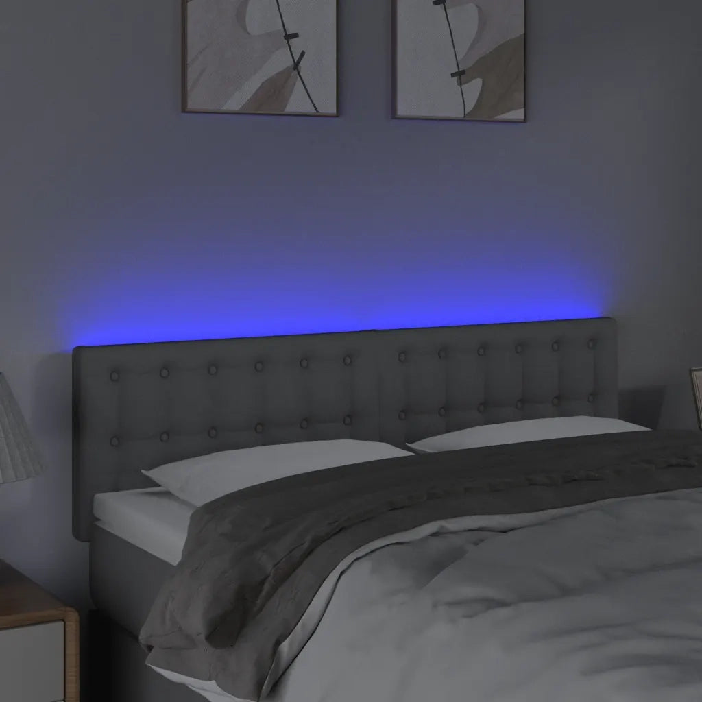 Testiera a LED Grigio Chiaro 144x5x78/88 cm in Tessuto 3122044