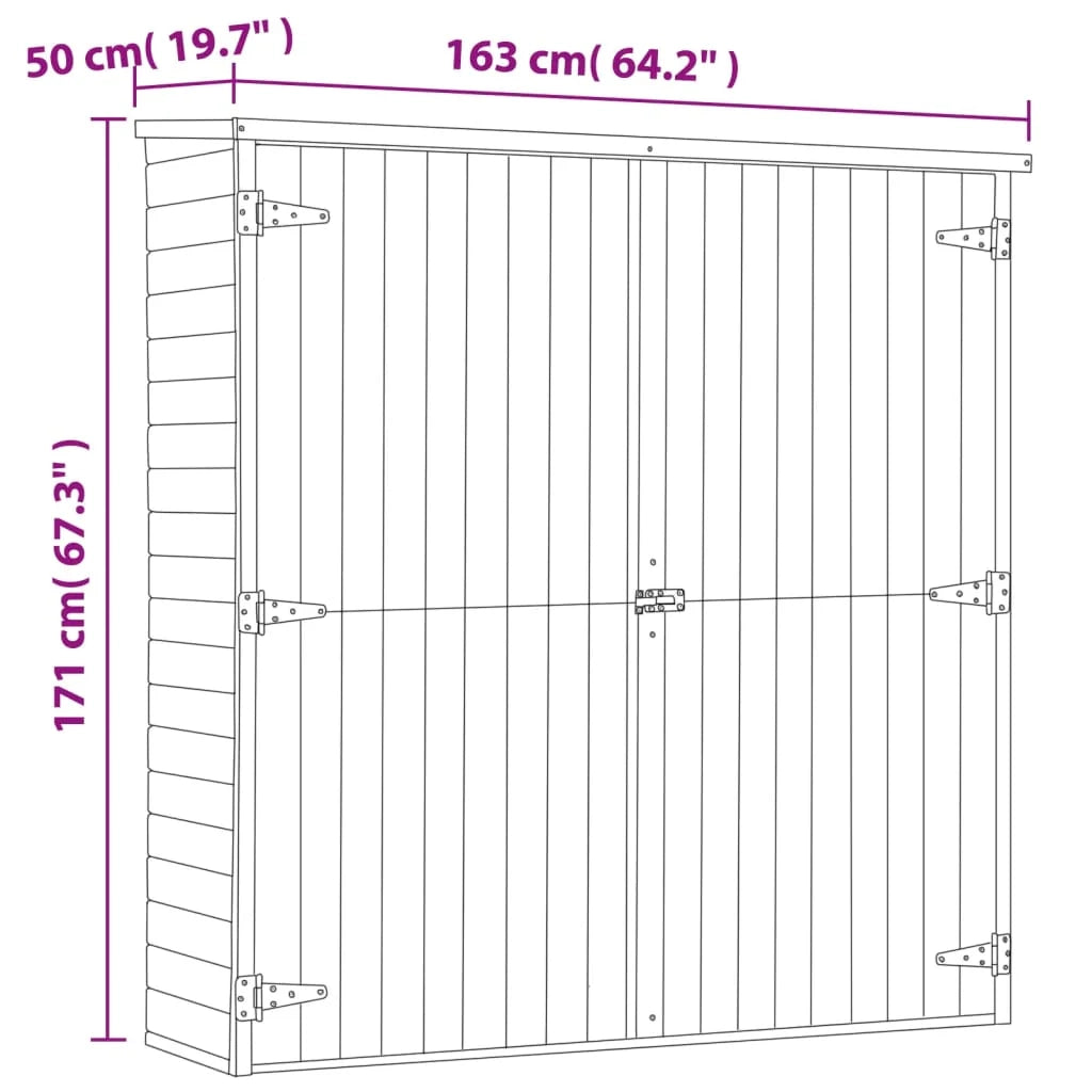Casetta da giardino cabina ripostiglio casetta da esterno robusta casetta per attrezzi 163 x 50 x 171 cm pino marrone impregnato 02_0022405