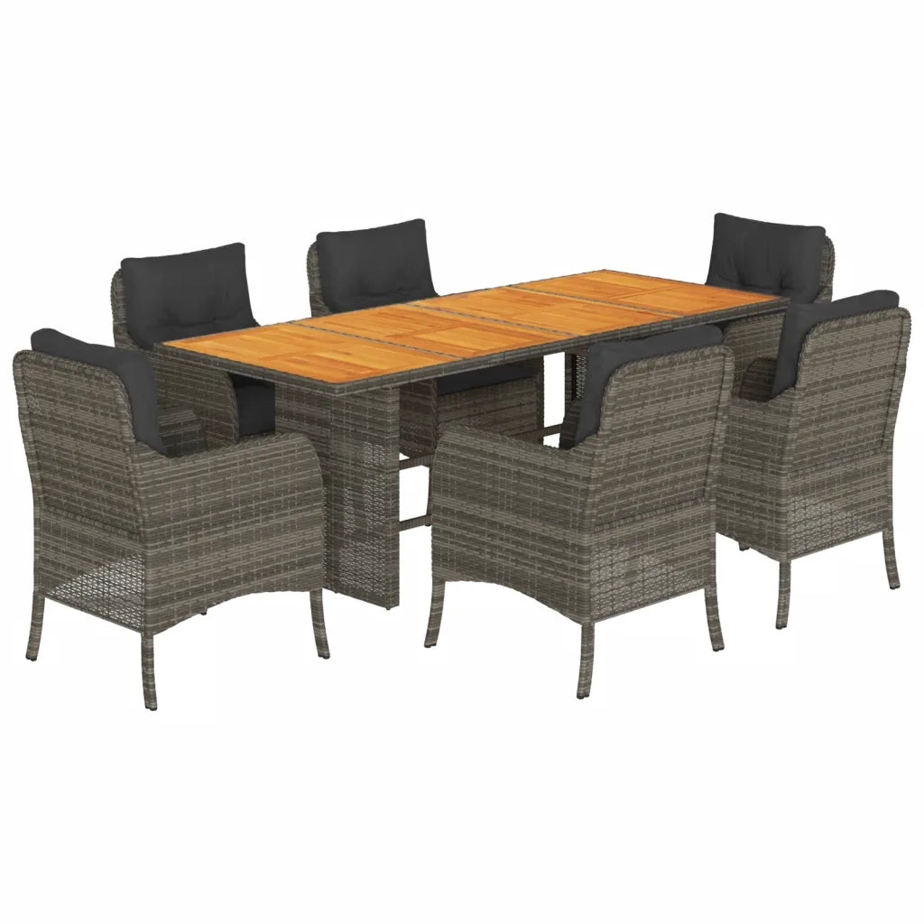 Set da Pranzo da Giardino 7 pz con Cuscini in Polyrattan Grigio 3211898