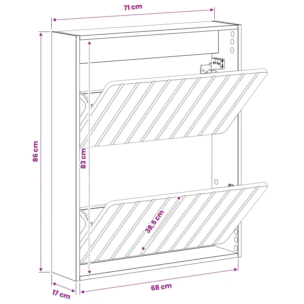 Mobiletto per Scarpe da Muro ZWOLLE 71 x 17 x 86 cm Nero 896416