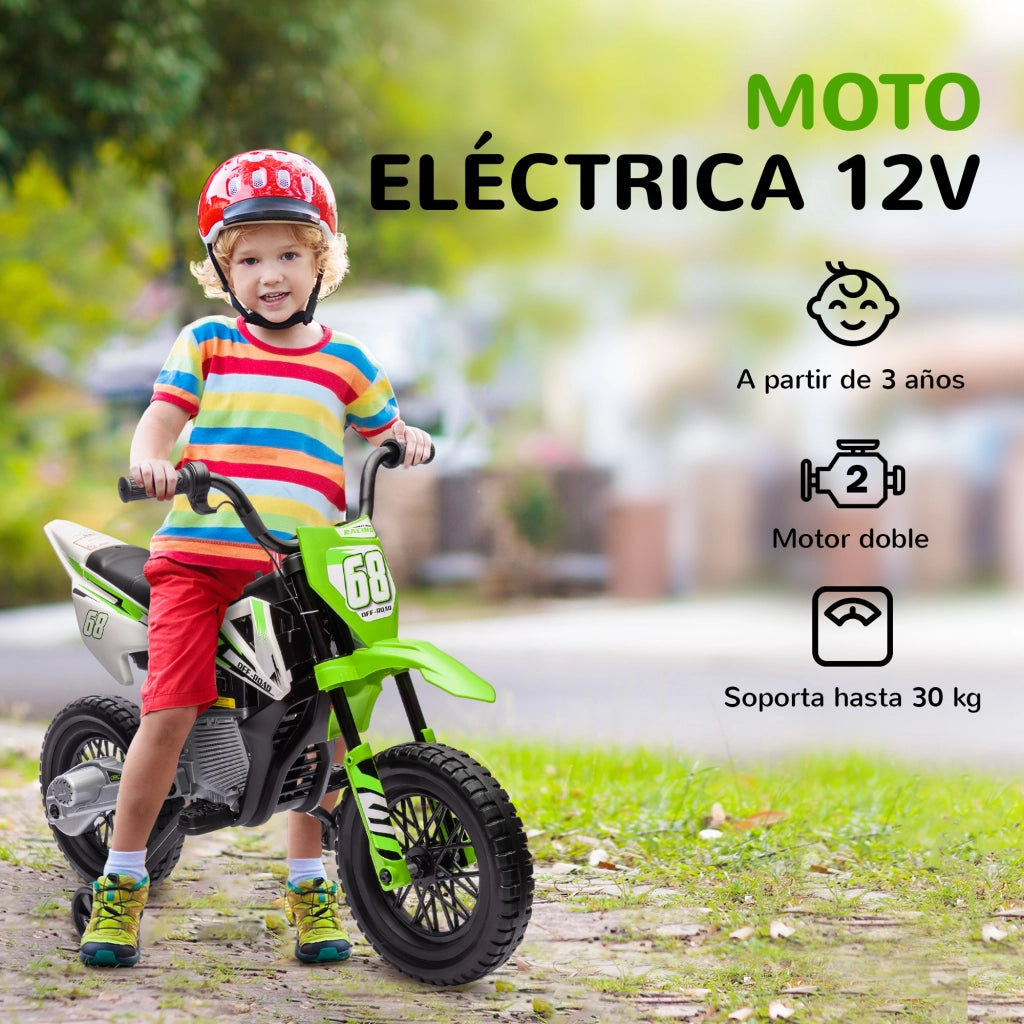 Moto Elettrica per Bambini ¨C zephmum ¨C Verde, Batteria 12V, 30 kg