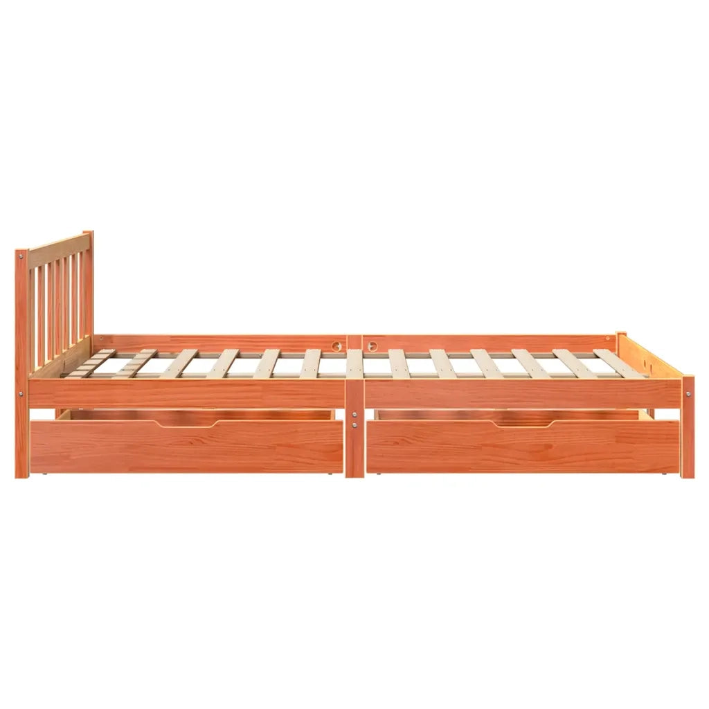 Letto senza Materasso Marrone Cera 135x190 cm in Legno di Pino