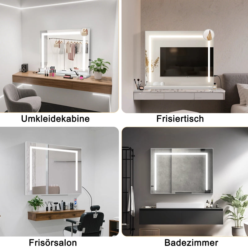 ZMH Specchio per il trucco con luce 80x60cm specchio da toeletta con luce LED touch dimmerabile specchio da trucco