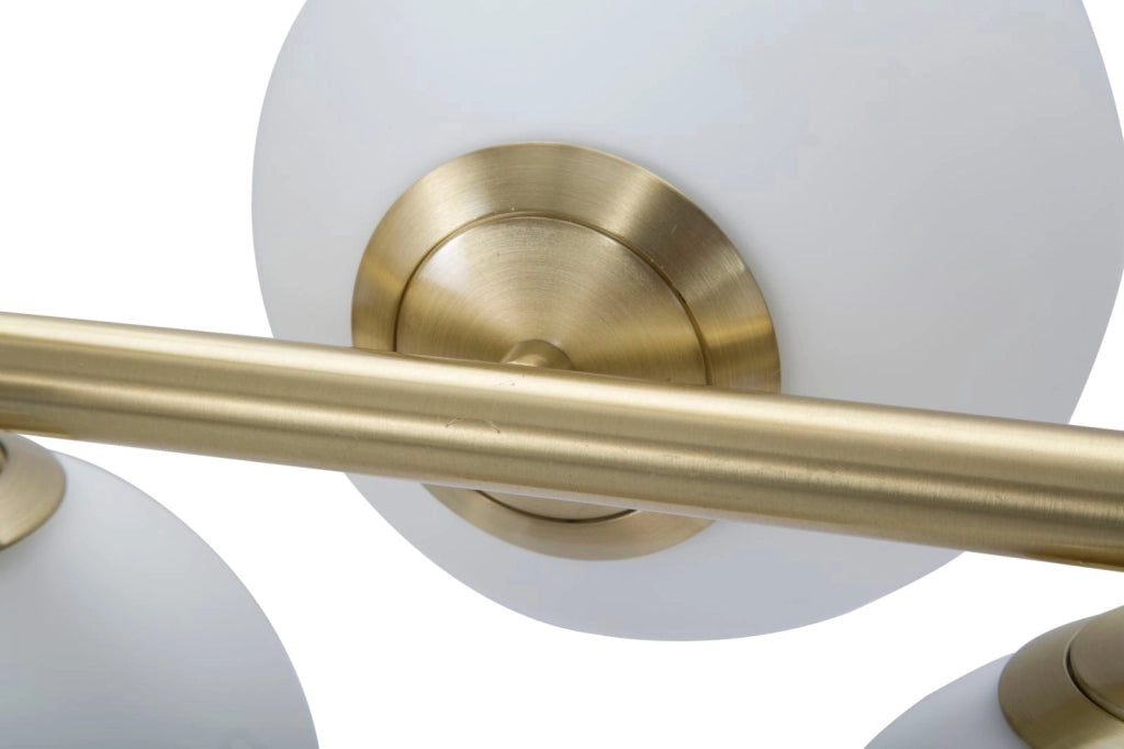 Lampadario Glamy 7 Luci 81x30x74 cm in Ferro e Vetro Oro e Bianco