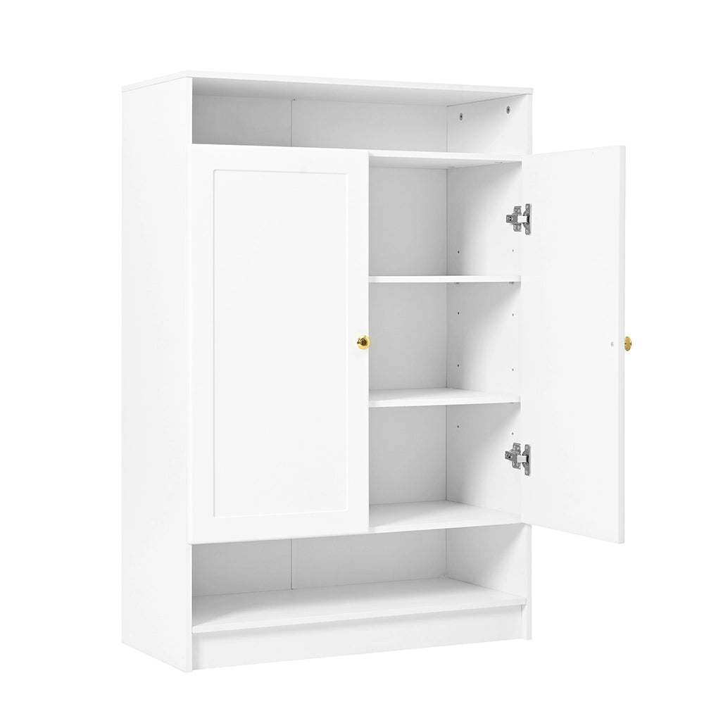 Scarpiere moderna con ripiani regolabili - Xylo - 146x34x109 - Bianco - Maniglie dorate, 2 ante