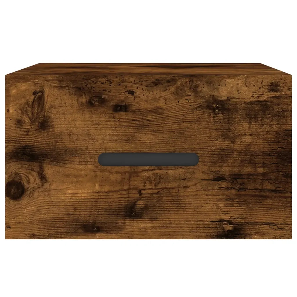 Set di 2 Comodini | Armadio da Notte | Mobiletto da notte a Muro Rovere Fumo 35x35x20 cm