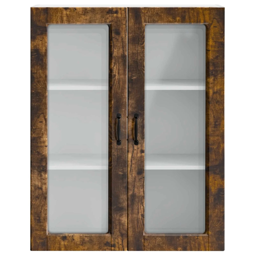 Pensile da cucina | Mobile in vetro da parete PORTO Rovere fum¨¦ 80 x 31 x 100 cm