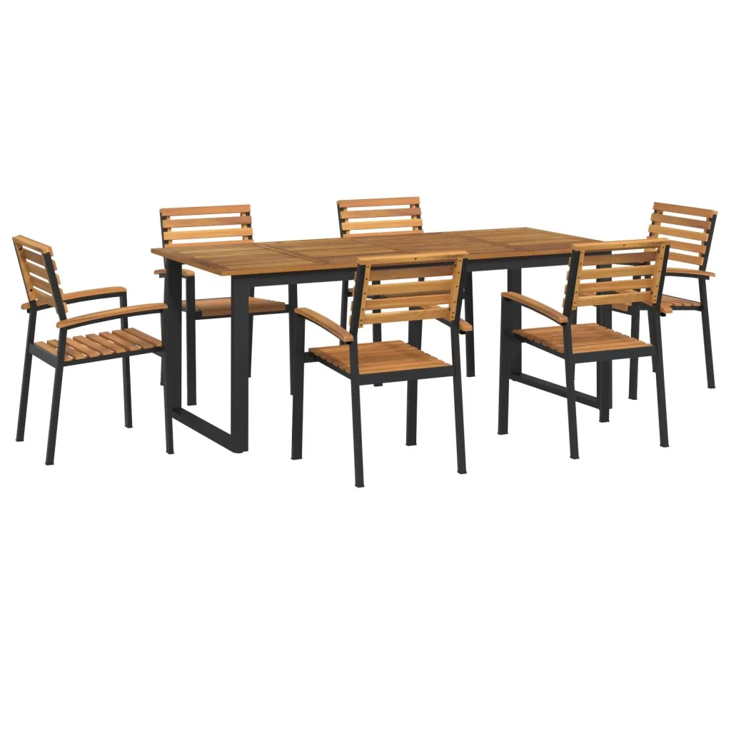 Set Pranzo da Giardino 7 pz Legno Massello di Acacia e Metallocod mxl 100328