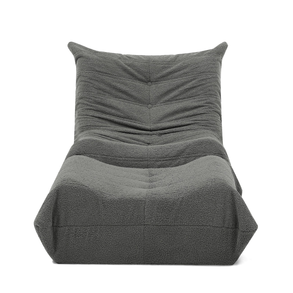 Divano Poltrona da Terra con Poggiapiedi ¨C MINIMAL ¨C Grigio, Velluto Teddy