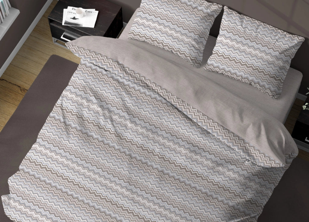 Sacco Copripiumino In 100% Cotone Made Italy Disegno Baia - Piazza E Mezza - Beige