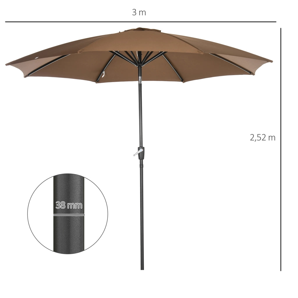 Ombrellone da Giardino con Manovella Inclinabile ¨C Xylo ¨C ?300 cm Marrone